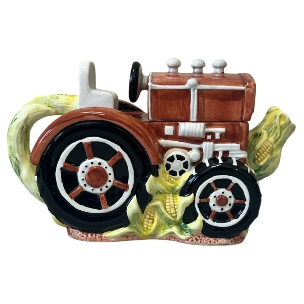 Jay Imports Red Tractor with Corn Tea Pot